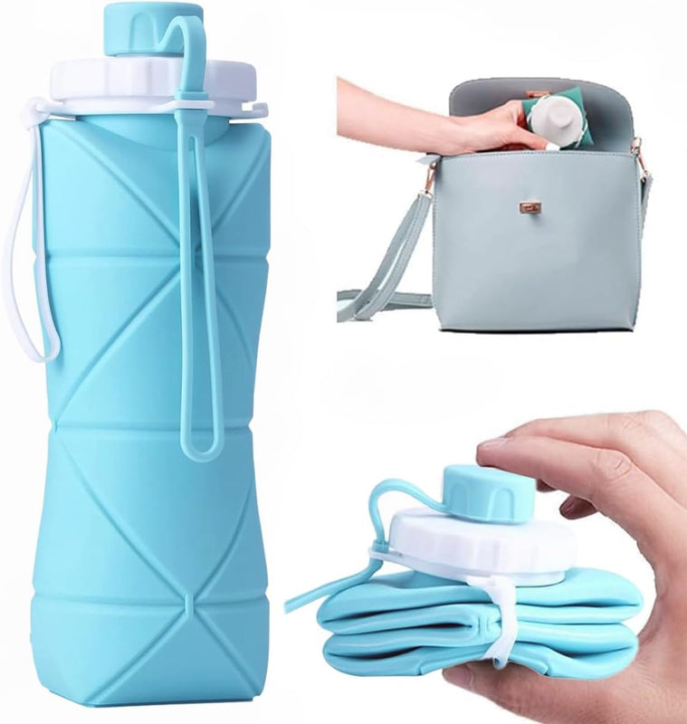 Silicone Folding Water Bottle – 600ml Collapsible Travel Bottle