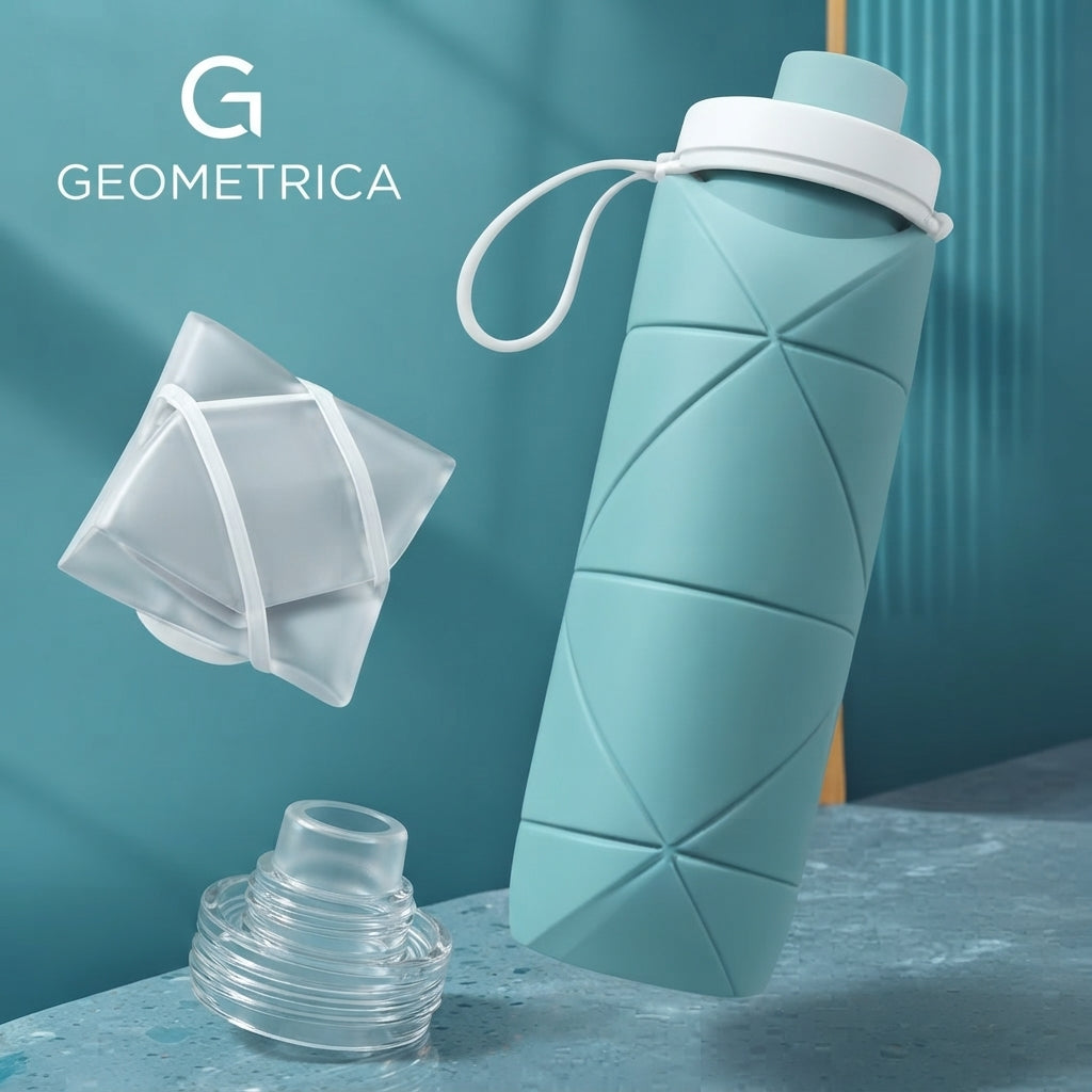 Silicone Folding Water Bottle – 600ml Collapsible Travel Bottle