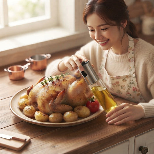 Stainless Steel Oil Spray Bottle – Refillable Cooking Oil Dispenser