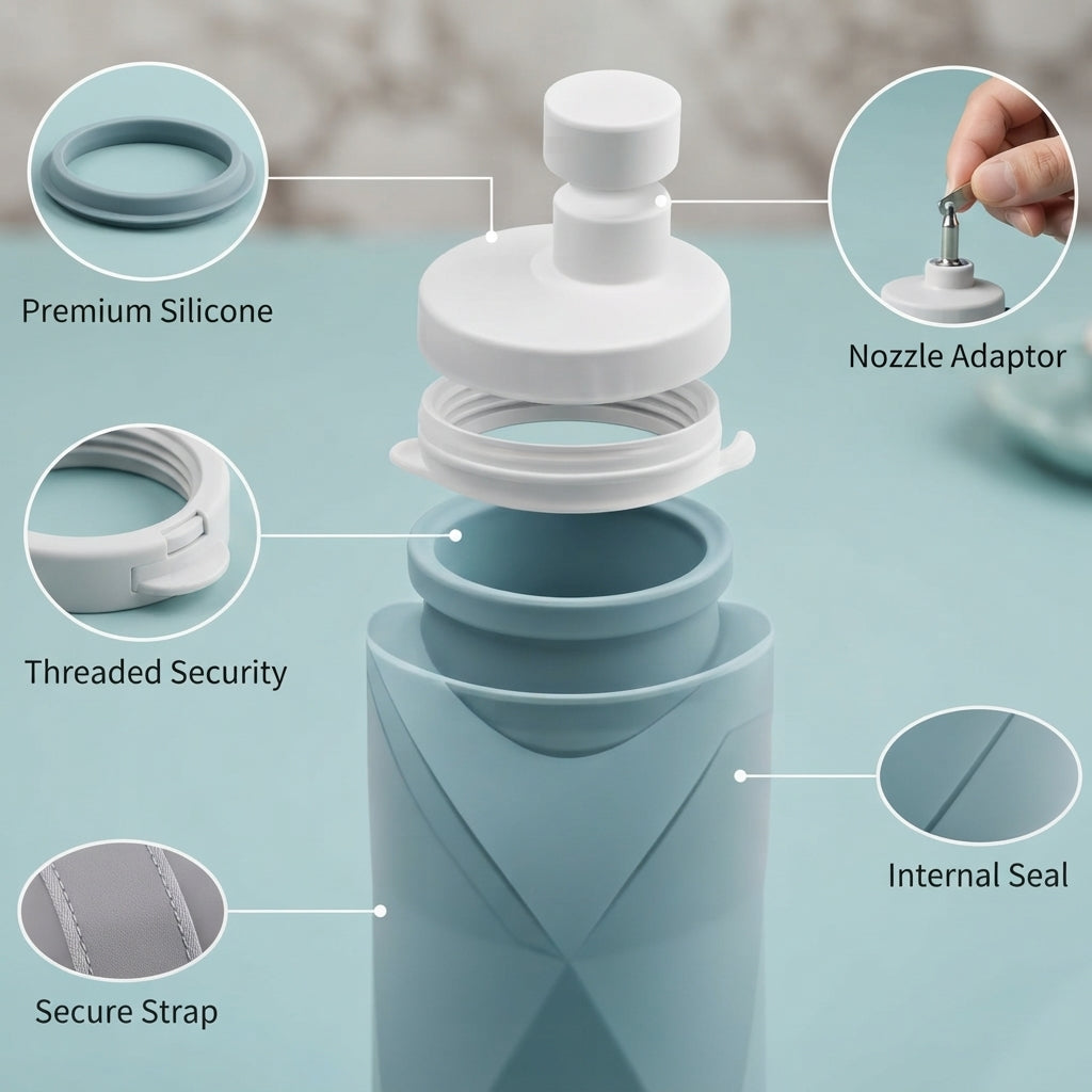 Silicone Folding Water Bottle – 600ml Collapsible Travel Bottle