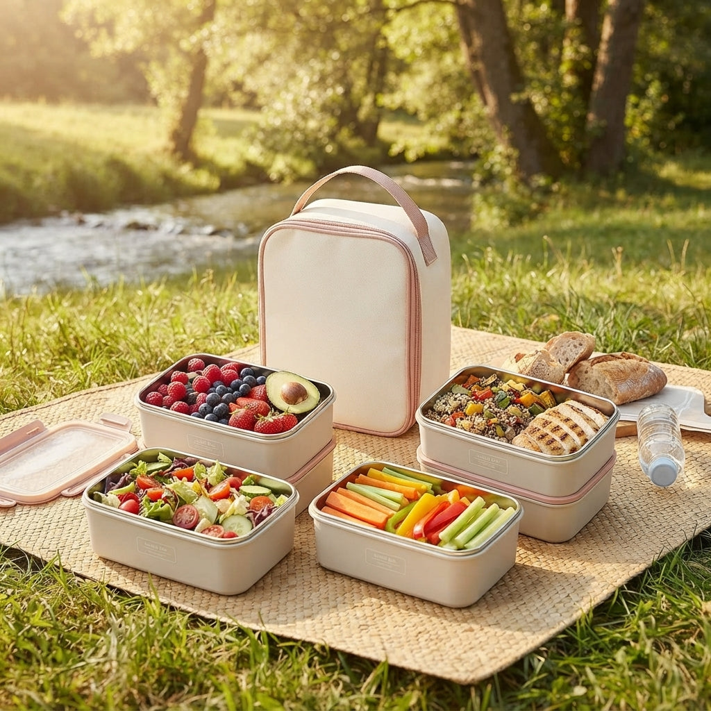 Lunch Box Set with Insulated Carry Bag – 3-Layer Leakproof & Stackable