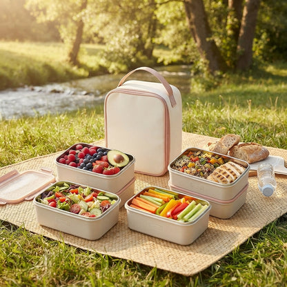 Lunch Box Set with Insulated Carry Bag – 3-Layer Leakproof & Stackable