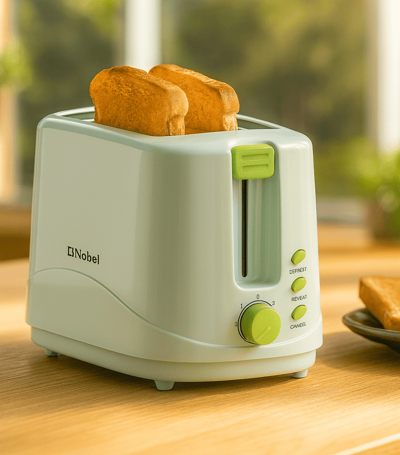 Nobel 2-Slice Toaster – 700W with Reheat, Defrost & Cancel Function
