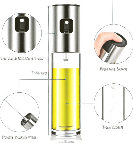 Stainless Steel Oil Spray Bottle – Refillable Cooking Oil Dispenser